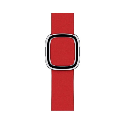 Шкіряний ремінець Modern Buckle Leather на Apple Watch 42/44/45mm Silver/Red Шкіряний ремінець Modern Buckle Leather на Apple Watch 42/44/45mm Silver/Red